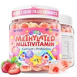 Kids Multivitamin Gummies + Calcium, Probiotics, Vitamin D3, C, Methylated B12 & Methylfolate, B6, A, K2, E, Zinc, Prebiotics for Children Ages 4+, Clean & Sugar Free, for Nutritional Support, 60 Cts