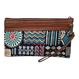 Lassie® Clutch For Women | Handicraft Purse For Women | 3 Zipper Compartments wallet for Girls | Ladies Purse For Daily Use | Ikkat Print Cotton Hand Purse (Cotton Rayon)