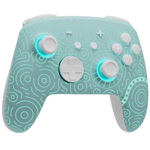 FUNLAB Switch Pro Controller Wireless Compatible with Switch/OLED/Lite, Firefly RGB Switch Controller Gamepad with 7 LED Colors/Paddle/Turbo/Motion