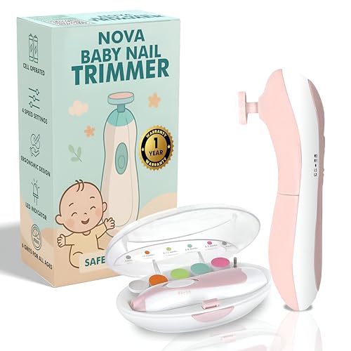 RARECARE Baby Nail Trimmer | New Born Essentials | Baby Nail Cutter New Born 0-12 Months with 6 Filer Heads Adjustment |1 Year Warranty |, Pink, White, 1 Count