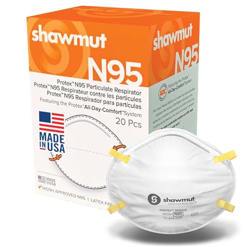 Shawmut Protex™ N95 Mask, Made in the USA NIOSH Approved, Particulate Respirators, Protective Face Mask