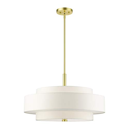 Livex Lighting Fabric Shade Meridian 5 Light Pendant