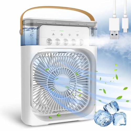 TEKCOOL Mini Cooler for Room Cooling AC Portable Mini Fan Artic Cooler with 7 Colors LED Light, 1/2/3 H Timer, 3 Wind Speeds and 3 Spray Modes for Office,Home,Dorm,Travel1