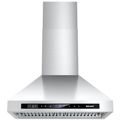 30 inch Wall Mount Range Hood ，Kitchen Hood 900 CFM with Voice/Gesture/Touch Control, Stainless Steel Kitchen Hood with 4 Speed Exhaust Fan, LED Adjustable Lights