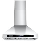 30 inch Wall Mount Range Hood ，Kitchen Hood 900 CFM with Voice/Gesture/Touch Control, Stainless Steel Kitchen Hood with 4 Speed Exhaust Fan, LED Adjustable Lights