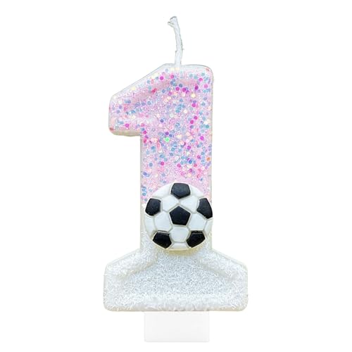 CasaPopz Birthday Number Candles Green Soccer Number Birthday Candles for Cake, Fun Glitter Birthday Candles Cake Cupcake Topper for Kids Adults Party Anniversary Supplies