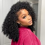 QUANDIAN Kinky Curly Half Wig Human Hair 200% Density Wear Go Glueless Wigs Human Hair 20 Inch Curly 3 In 1 Half Wigs for Women Drawstring Seamless Flip Headband Wig Beginner Friendly