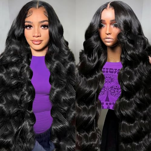 Zazumi 32 Inch 13x6 Body Wave Lace Front Wigs Human Hair 200 Density HD Transparent Lace Frontal Human Hair Wig for Black Women Glueless Wigs Human Hair Pre Plucked