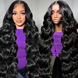 Zazumi 32 Inch 13x6 Body Wave Lace Front Wigs Human Hair 200 Density HD Transparent Lace Frontal Human Hair Wig for Black Women Glueless Wigs Human Hair Pre Plucked