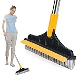 Magic Broom Silicone Floor Wiper – Heavy Duty, Durable & Efficient Floor Cleaning Tool Stainless Steel Extendable Handle Bathroom and Kitchen Squeegee Wiper(Multicolor) (2 in 1 Wiper with Brush)