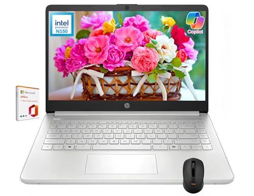 HP Stream 14" Back-to-School Laptop, Intel Processor N150 (up to 3.60 GHz), 1-Year Microsoft 365, Copilot AI, 4GB RAM, 128GB UFS Storage, Fast Charge, Wi-Fi 6, Win 11 S, Silver, W/Wireless Mouse