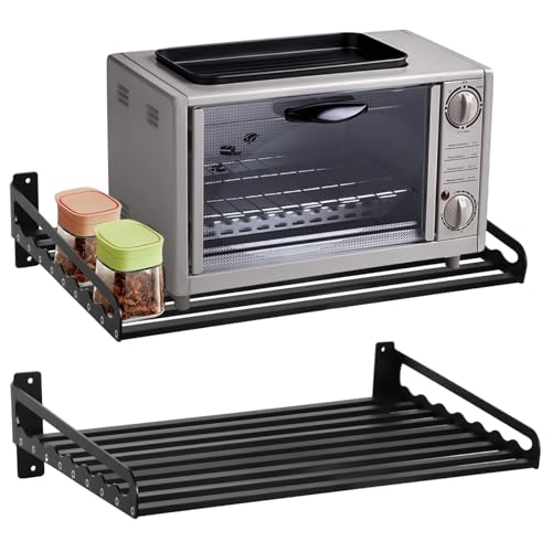 LUMINFLY Kitchen Wall-Mounted Microwave Oven Rack, 23.6 X 15.6 Inches for Pans, Pots, and Small Appliances