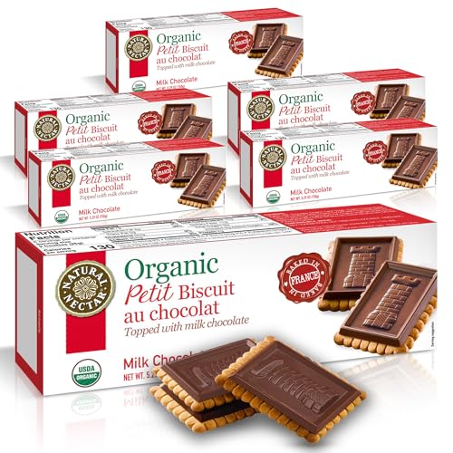 Natural Nectar Organic Milk Chocolate Petit Biscuit - Perfect with Coffee or as a Snack | USDA Organic Cookie Certified – 5.29 Oz