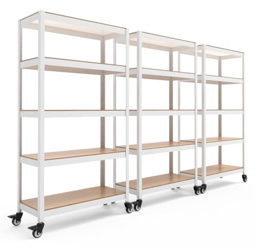 HOMEDANT House 5 Tier Laminated Metal Shelving Unit Adjustable Storage Utility Rack Heavy Duty Shelves