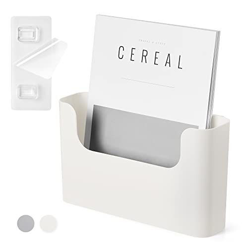 YOHOM No Drilling File Holder Wall Mails Magazines Organizer Adhesive Door Mount, Single Pocket, (White 1)