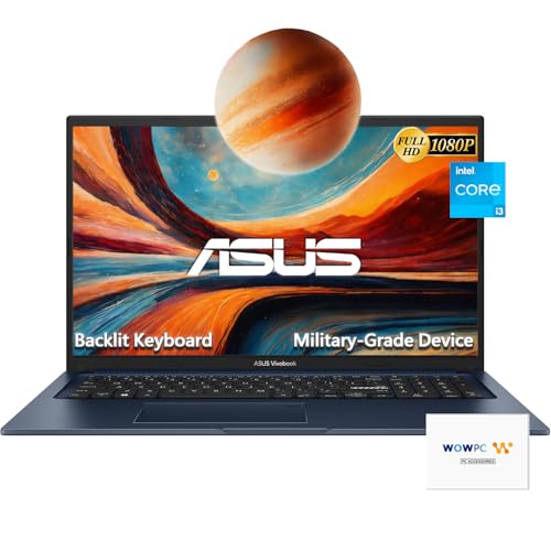 ASUS New 17.3" Vivobook | Intel Core i3-1215U 6-core Processor (Beat i7-1165G7) | FHD Display | Backlit Keyboard | Fingerprint Reader | Windows 11 Pro | WOWPC Recovery USB