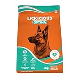 LICKICIOUS Optima Dry Dog Food Adult 3 KG | Chicken & Vegetable | Complete and Balanced Optimum Nutrition for Pedigree Dogs | Great Taste & Easy Digestion (Pack of 1)