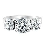 Houston Diamond District 7 to 10 Carat IGI Certified LAB Grown 3 Stone Round Cut Diamond Engagement Ring Wedding Ring for Women (D-E Color, VS1-VS2 Clarity) 18K White Gold 9 Carat Size: 8.5