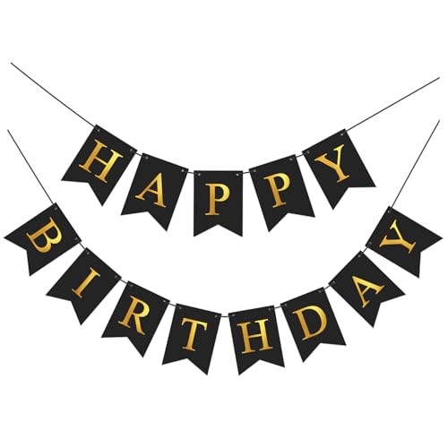 Happy Birthday Banner NO DIY Birthday Sign Pre-Strung Birthday Decoration for Women Men Girl Boy Party Supplies