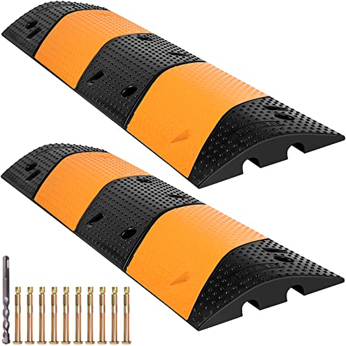 VEVOR Rubber Speed Bump, Heavy Duty Cable Protector Ramp, 22,000 lbs Capacity for Road & Driveway, Modular Traffic Hump, Floor Cord Cover for Asphalt, Concrete, Gravel