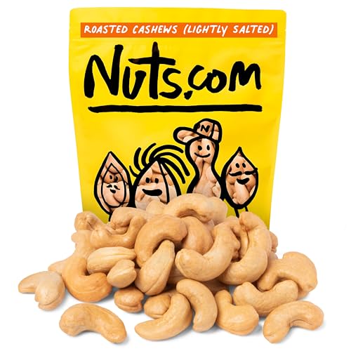 Nuts.com – Roasted Cashews - Creamy, Savory & Salty Flavor, Healthy Snack for Adults & Kids, Good Source of Protein, Fiber, Calcium, Iron & Healthy Fats – Vegan & Gluten-Free – 2 Lb Bag