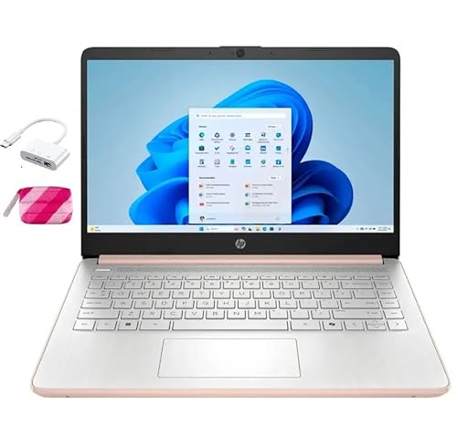 HP Student Laptop, Intel Processor N150(up to 3.6 GHz), 14 Inch LED Screen,16G RAM, 128GB Storange,One Year Office 365, Windows 11 Home,w/YYY Bundle,Rose Gold
