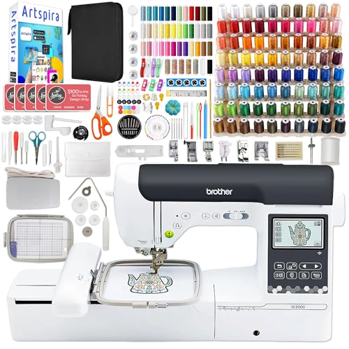 Brother SE2000 5" x 7" Combo Embroidery & Sewing Machine with 123 Spools and 200+ Accessories Bundle
