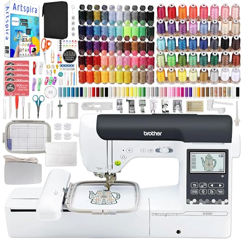Brother SE2000 5" x 7" Combo Embroidery & Sewing Machine with Deluxe Thread & Accessory Bundle