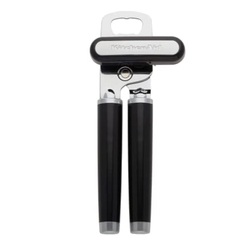 KitchenAid Classic Multifunction Can Opener and Bottle Opener Easy to Use,Razor Sharp Stainless Steel Cutting Wheel,Soft Ergonomic Handles,Black,(Pack of 12)