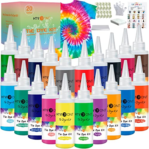 HTVRONT Tie Dye Kit - Pre-Filled Bottles Vibrant Colors Tyedyedye Kit, Permanent Non-Toxic for Large Groups Kids Adults,Tye Fabric Textile Handmade Party(Just Add Water)