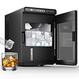 HEYNEMO Clear Ice Maker – Compact Countertop Ice Machine with 1.6" Square Ice Cubes, Fast 10-Min Ice Production, Self-Cleaning,LED Light & Timer，Portable Electric Ice Maker for Kitchen, Bar, RV, Black