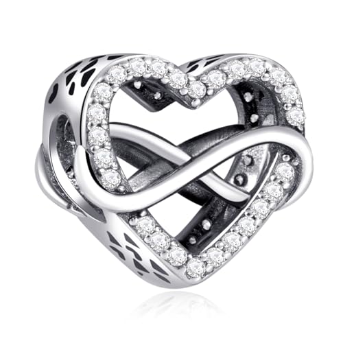 Annmors Silver Charms for Bracelets S925 Love Heart Mom Birthday Dangle for Women Bracelet & Necklace Pendant