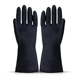 Robustt Heavy Duty Rubber Hand gloves - 1 Pair (Free Size, Black) for Dishwashing, gardening, kitchen cleaning