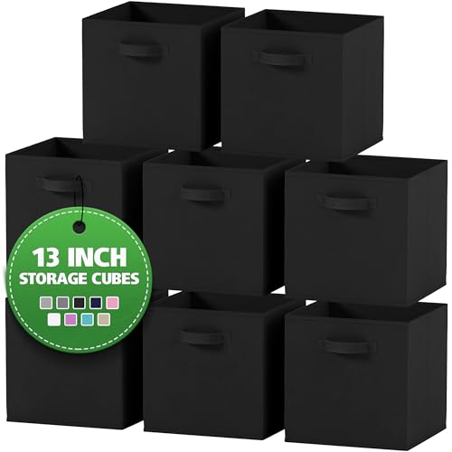 Fabric Storage Cubes for Cube Organizer - 8 Pack Heavy Duty Storage Bins - 13 Inch Cube Storage Bin, Use As A Clothes Storage Box In Closet, Baskets For Shelves or Cubbies Storage bins