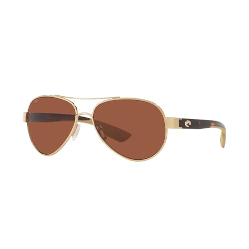 Costa Del Mar Polarized Sunglasses Womens - Loreto Aviator Designer Sunglasses for Women with 100% UV Protection Size 56 580P