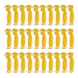 Amazon Basics Film Safety Cutter, Concealed Stainless Steel Blade with Tape Splitter for Boxes, Packages, Shrink Wrap, Yellow, 30-Pack