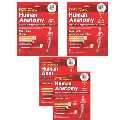 BD Chaurasia's Human Anatomy Volume -1 To Volume - 4 Combo ( Set of 4 Books ) with free Workbooks - CBS Publishers & Distributors - Latest New 10th Edition