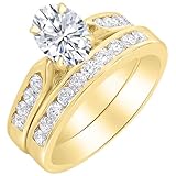 Houston Diamond District 1 to 6 Carat Oval Shape LAB GROWN Diamond Wedding Bridal Set (AAAA Heirloom Quality) 14K Yellow Gold 5.5 Carat Size-8.5