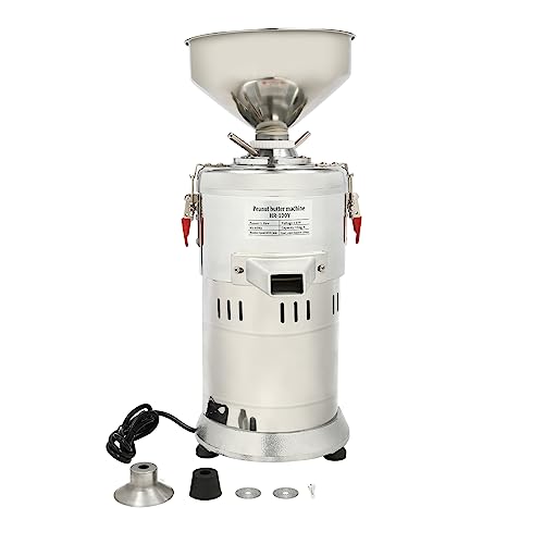 Peanut Butter Maker Machine, 1100W 110V 33lb/h Electric Specialty Food Grinder Stainless Steel Sesame Nut Groundnut Almond Sauce Grinder Kitchen Dining Small Appliances for Home/Commercial Silver