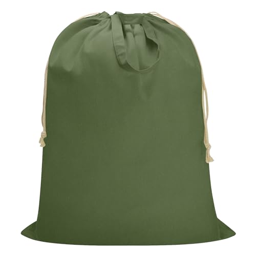 Canvas Laundry Bag, Thick Cotton Laundry Bag with Handles & Drawstring for Travel, Camp, College