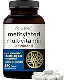 Methylated Multivitamin for Men and Women, 240 Capsules | 27-in-1 Formula with Vitamins B Complex, C, D3, K2, NAD, NAC, CoQ10, Resveratrol, Magnesium, Zinc & More | Daily Essential Vitamins