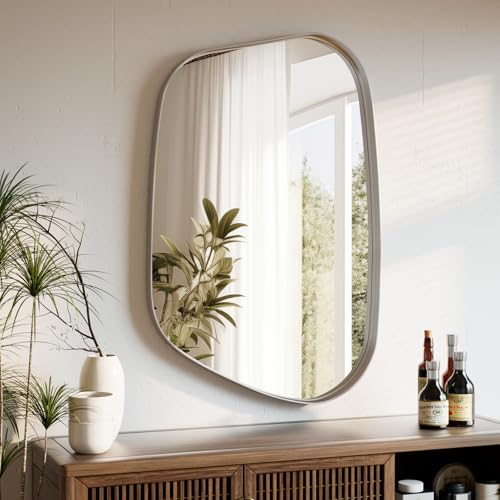 VooBang Wall Mirror, Wall Mounted Vanity Mirror with Metal Framed, Tempered Glass and Reflective High Definition
