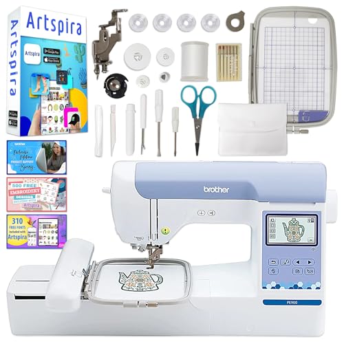 Brother PE900 5" x 7" Embroidery Machine with Artspira Software & Accessories