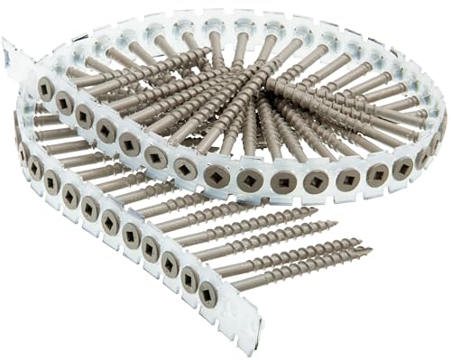 Senco Duraspin Screw Number 8 by 2-1/2-Inch All Purpose Exterior Wood Collated Screw (800 per Box) (08D250W)
