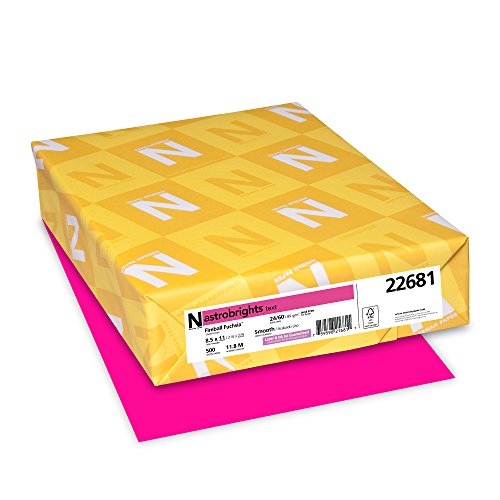 Neenah Astrobrights Bright Color Paper, 8 1/2in. x 11in., 24 Lb, FSC Certified, Fireball Fuchsia, 500 Sheets, 22681