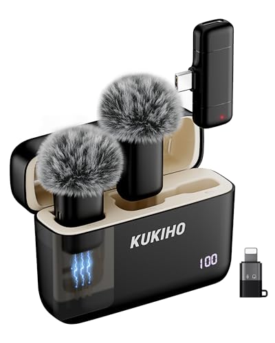 KUKIHO Wireless Lavalier Microphone Compatible for iPhone, iPad, Android Phone