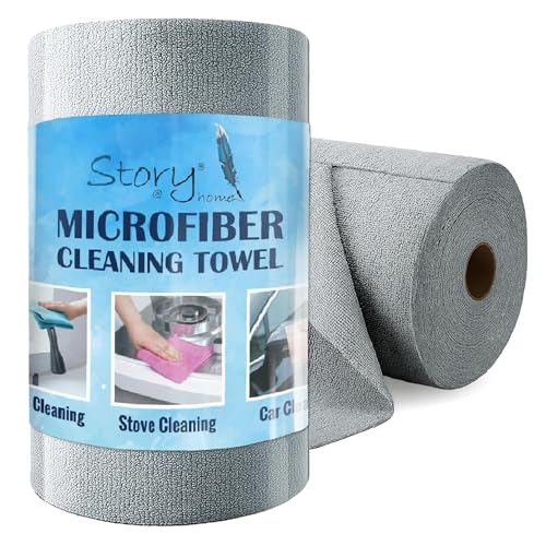 Story@Home Microfiber Cleaning Cloth Roll, 20Pcs, 4000 Times Washable - 10X Cheaper Than Paper Kitchen Towel Roll - Ultra Absorbent Lint Free Microfiber Cleaning Cloth for Kitchen - Tearable, Reusable
