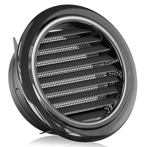 Round Air Vent ABS Louver Grille Cover Soffit Vent with Built-in Fly Screen Mesh for Bathroom Office Kitchen Ventilation