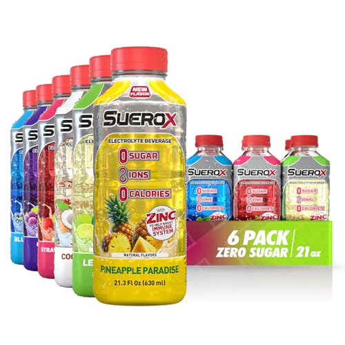 SueroX Sugar-Free Sports Drink for Hydration and Recovery, Electrolyte Hydration Drink with 8 Ions, Zero Calorie Sports Drinks with Electrolytes