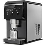 Nugget Ice Maker Countertop with 7Lbs Storage, Ice/Water/Ice & Water Optional, 90Lbs/24H Pellet Crushed Chewable Ice Machine Stainless Steels with Self-Cleaning for Home Office Kitchen Party RV